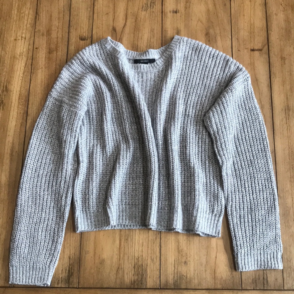 Forever 21 grey ribbed cropped sweater